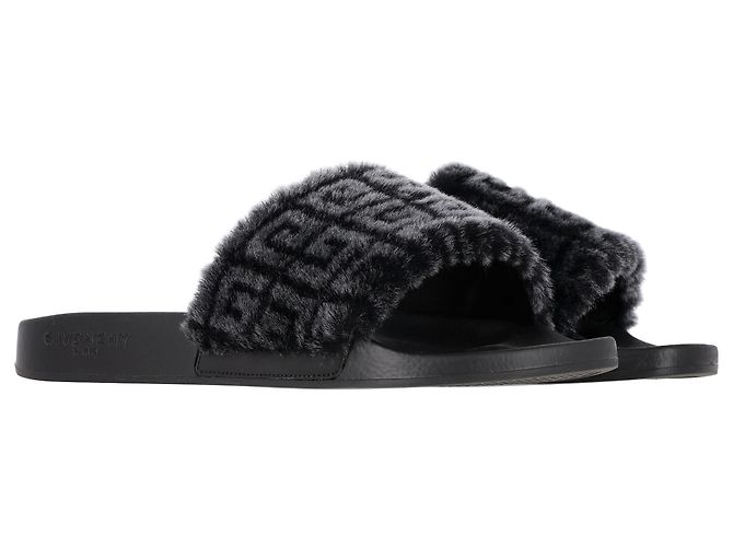 Pantofole in gomma nera con stampa logo Givenchy - vista 4