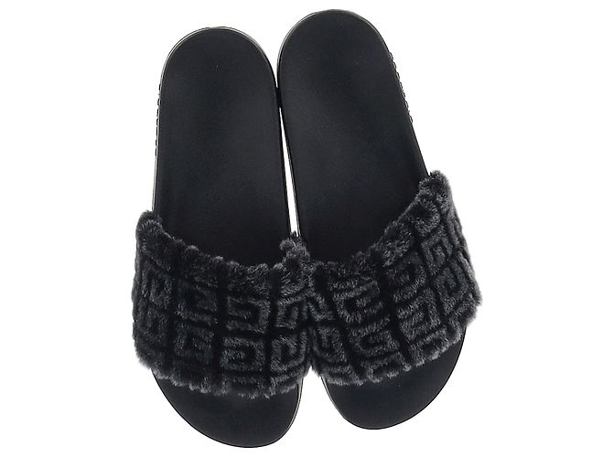 Pantofole in gomma nera con stampa logo Givenchy - vista 6