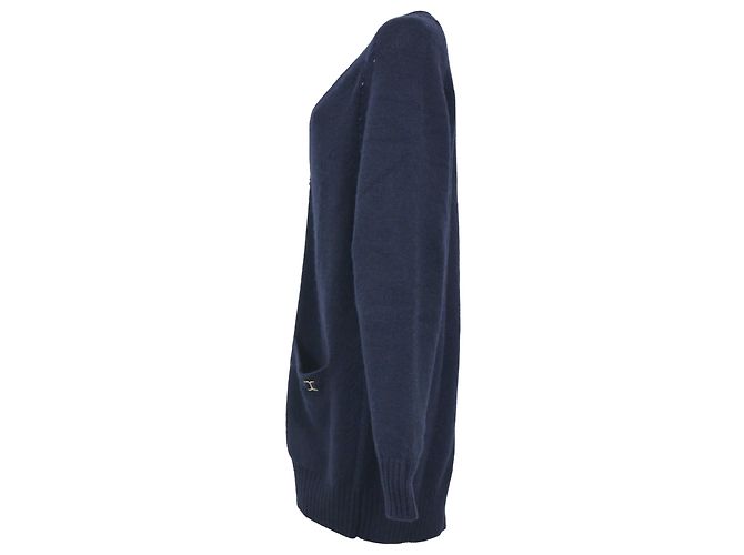 Chloé Cardigã de botão V em cashmere azul marinho da Chloe Generous - vista 2