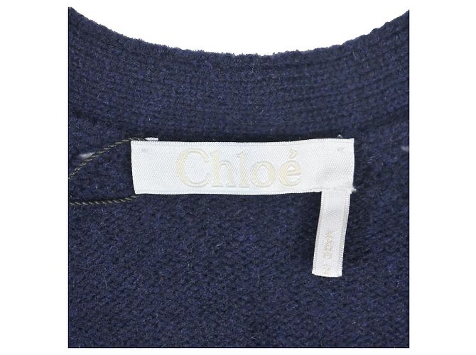 Chloé Cardigã de botão V em cashmere azul marinho da Chloe Generous - vista 4