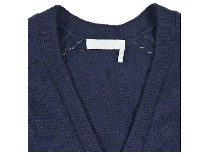 Chloé Cardigã de botão V em cashmere azul marinho da Chloe Generous - vista 5