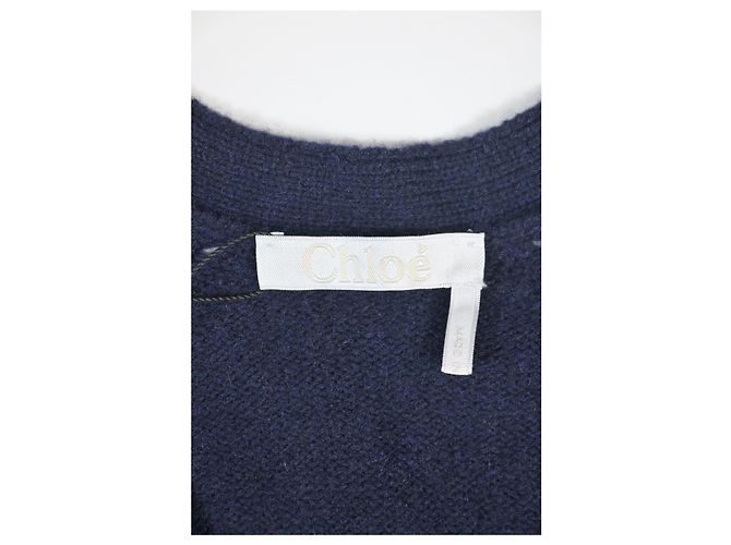 Chloé Cardigã de botão V em cashmere azul marinho da Chloe Generous - vista 9