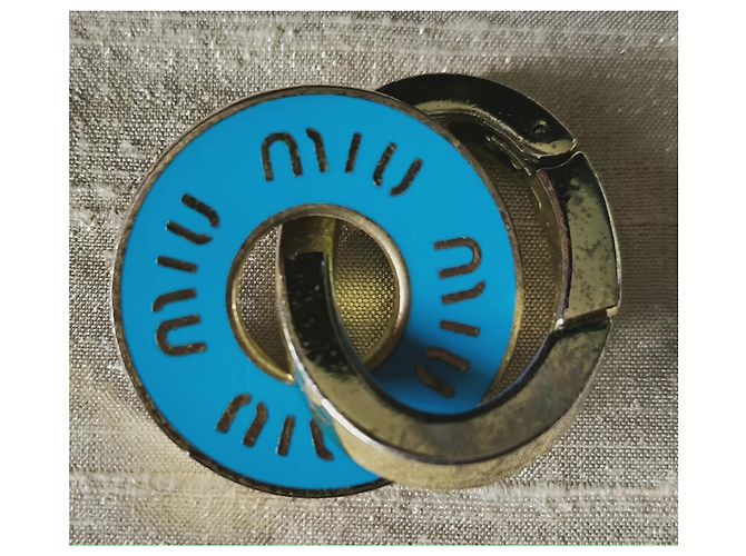Miu Miu Charm per borsa in smalto blu e oro D'oro - vista 3