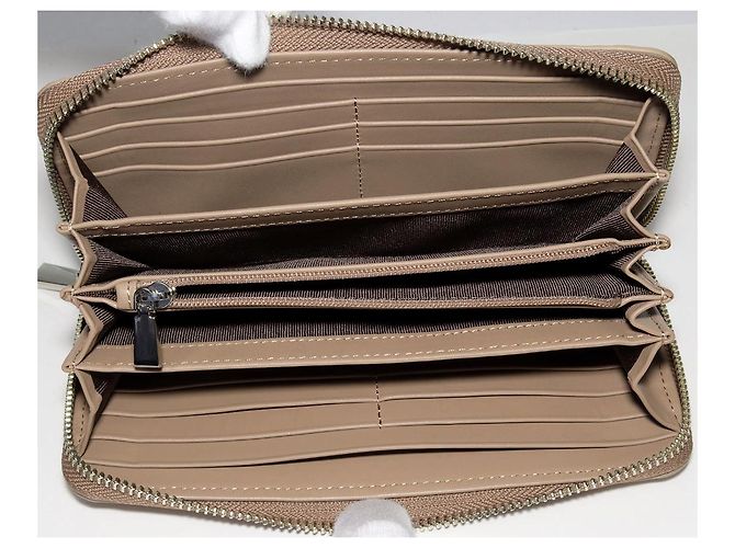 Autre Marque Cartera larga con cremallera de cocodrilo mate con bolsillo para monedas Castaño - vista 3