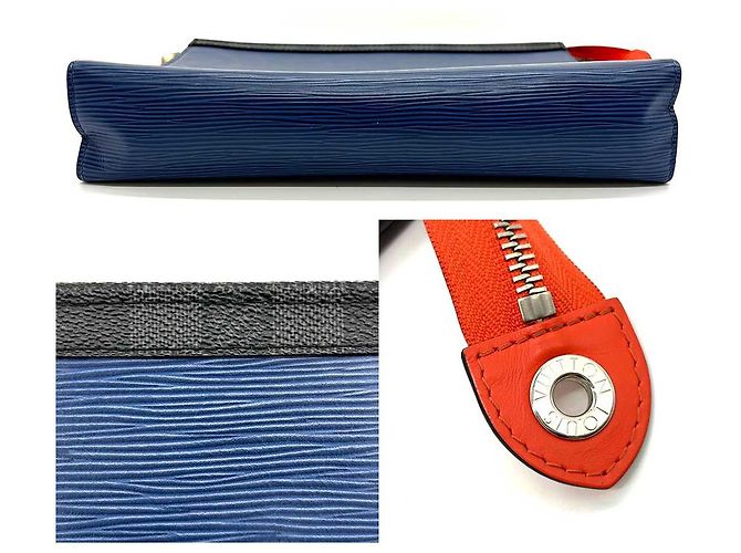 Clutch Pochette Voyage MM Blu Navy Louis Vuitton - vista 4