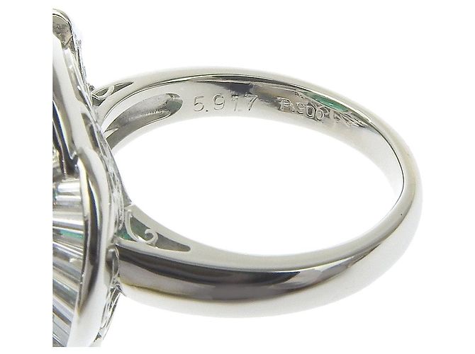 Autre Marque Anillo de esmeralda Pt900 5.917ct Diamante 1.57ct Tamaño 11 Verde - vista 2