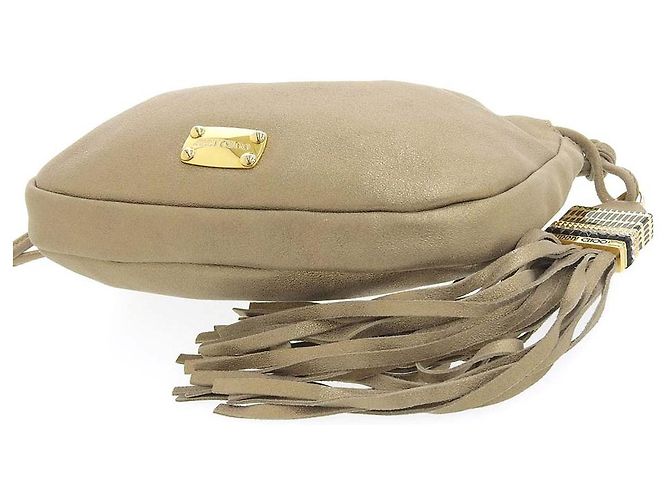 Borsa a spalla in pelle con frange Jimmy Choo oro D'oro - vista 5