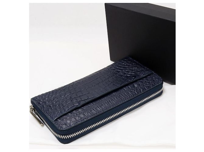 Autre Marque Cartera larga con cremallera redonda de cocodrilo con monedero 2301411 Azul - vista 2