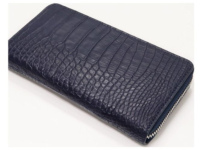 Autre Marque Cartera larga con cremallera redonda de cocodrilo con monedero 2301411 Azul - vista 4
