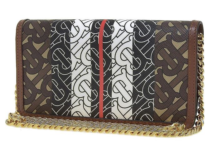 Pochette a spalla con catena e logo Burberry a righe Marrone - vista 2