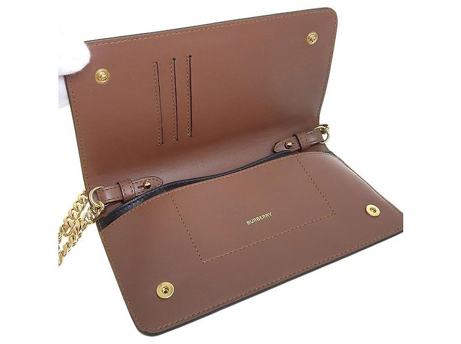 Pochette a spalla con catena e logo Burberry a righe Marrone - vista 3
