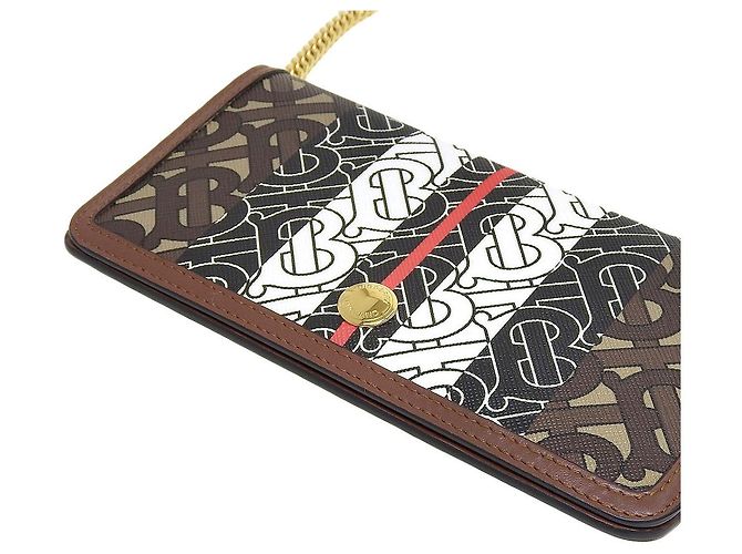 Pochette a spalla con catena e logo Burberry a righe Marrone - vista 5