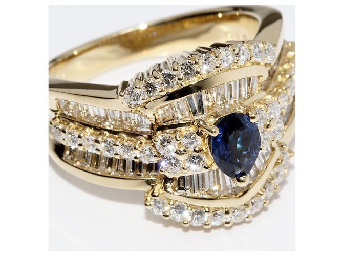 Autre Marque Au750 Saphir-Diamantring Golden - Ansicht 5