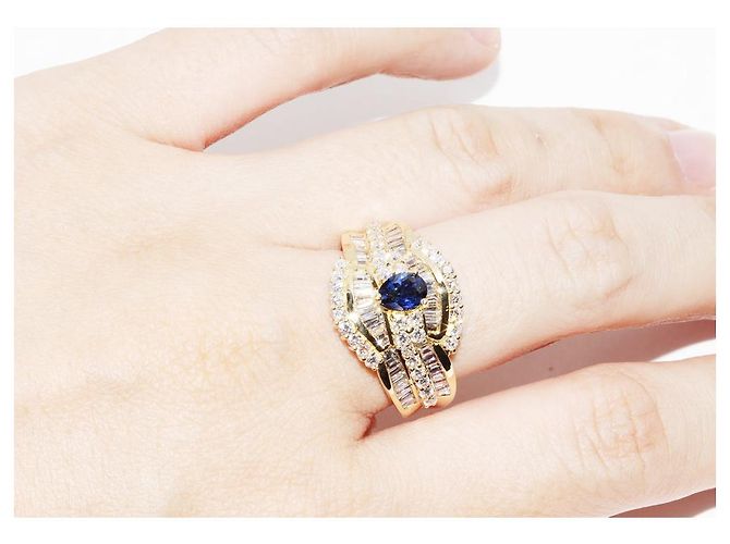 Autre Marque Au750 Saphir-Diamantring Golden - Ansicht 6