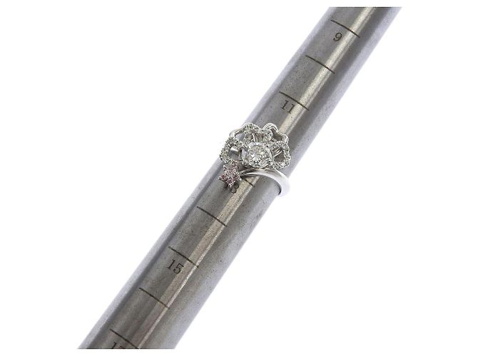 Autre Marque Pt900 Diamantring 1,027 ct mit pinkem Diamanten 0,066 ct, Größe 12,5 Silber - Ansicht 3