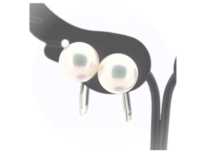 Orecchini in perla Tasaki K14WG 7,6 mm in oro bianco - vista 3