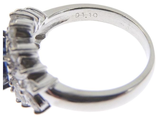 Autre Marque Platin-Saphir-Ring PT900 2,44 ct mit Diamanten Blau - Ansicht 2