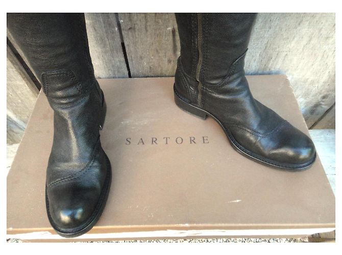 Botas Sartore de cuero negro - vista 3