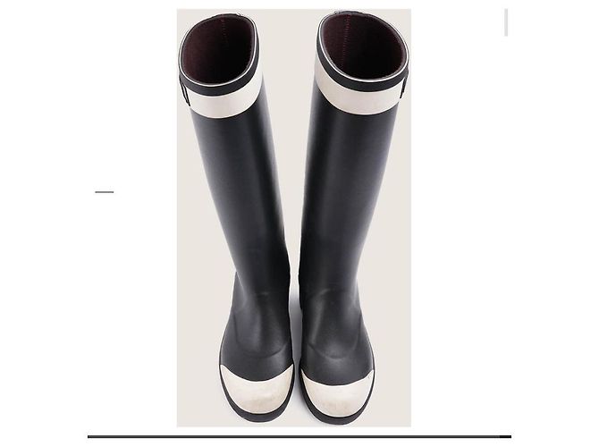 Botas altas Chanel Wellington de goma negro y blanco - vista 5