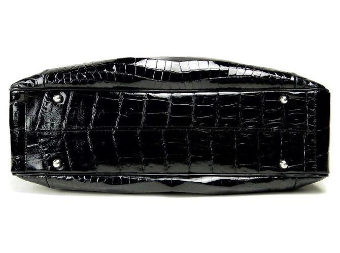 Autre Marque Borsa a mano in pelle di coccodrillo Nero - vista 3