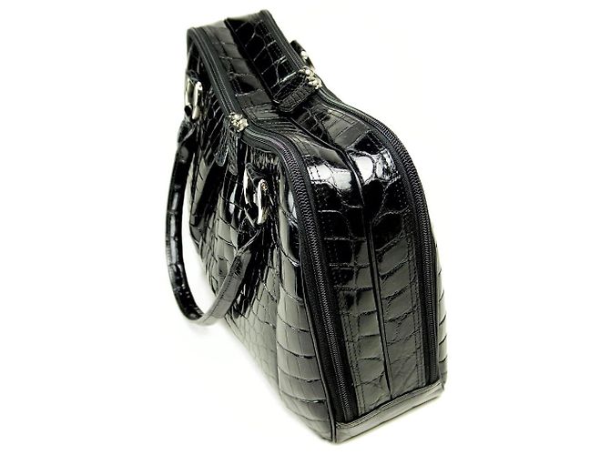 Autre Marque Borsa a mano in pelle di coccodrillo Nero - vista 5