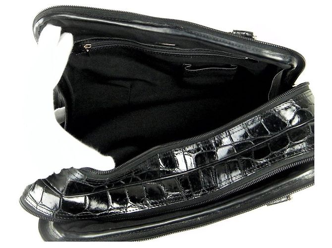 Autre Marque Borsa a mano in pelle di coccodrillo Nero - vista 7