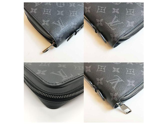 Louis Vuitton Monogram Eclipse Zippy XL Geldbörse M61698 Schwarz - Ansicht 3