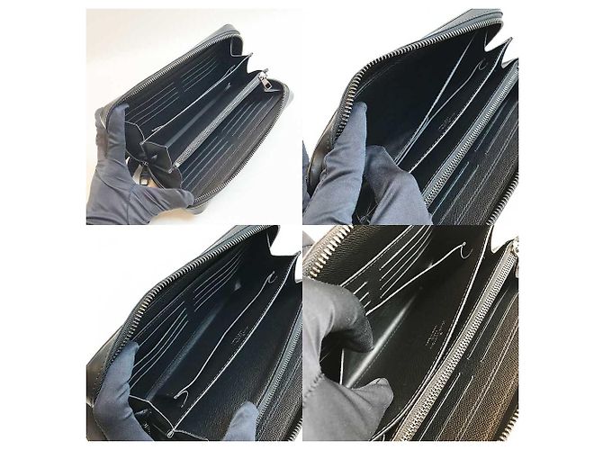 Louis Vuitton Monogram Eclipse Zippy XL Geldbörse M61698 Schwarz - Ansicht 4