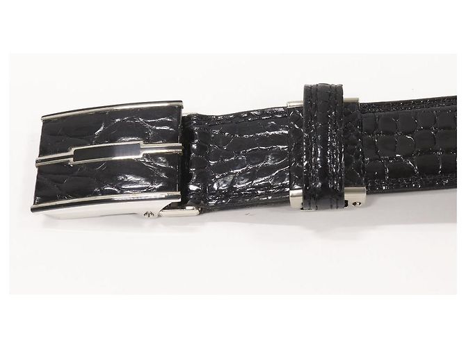 Autre Marque Krokodilleder Gürtel Schwarz - Ansicht 4