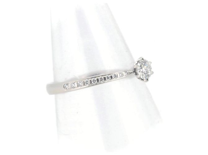Autre Marque Gebrauchter Niwaka-Diamantring 0,20CT PT950 Platin Größe 11 - Ansicht 3