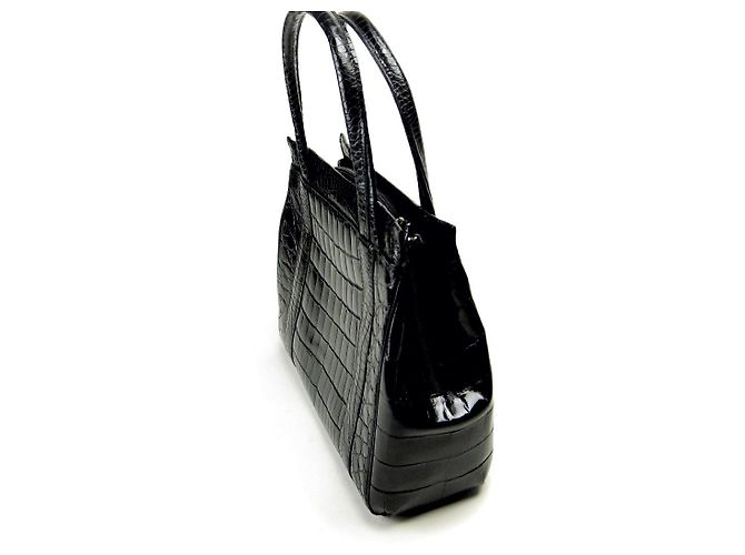 Autre Marque Borsa a mano in pelle di coccodrillo Nero - vista 4