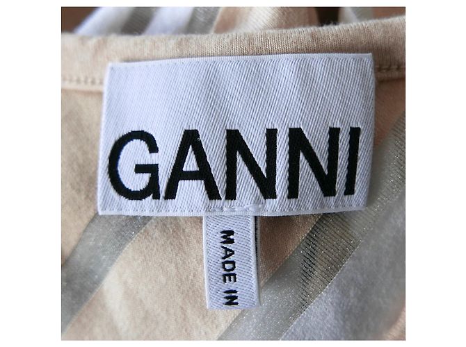 Ganni Canotta Stripes Cammello e Bianca Bianco - vista 2