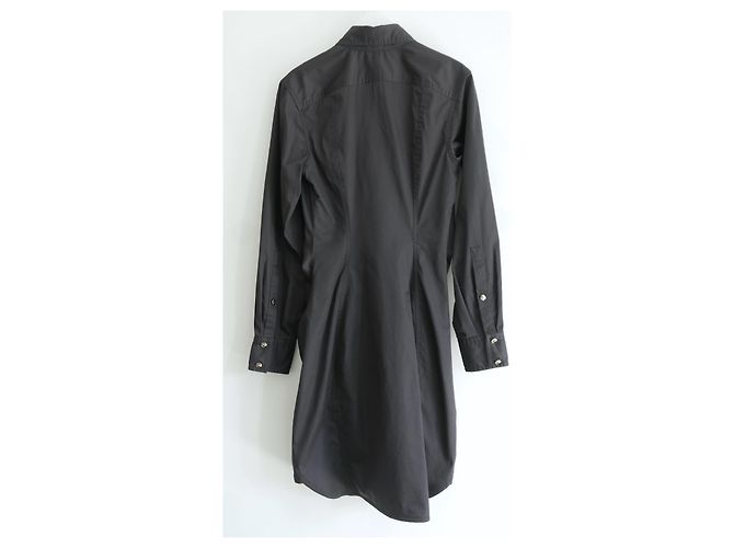 Schwarzes Baumwoll-Popeline-Hemd Kleid mit Bindegürtel Altuzarra Chloris - Ansicht 2