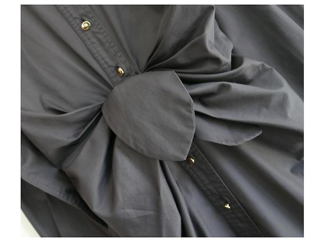 Schwarzes Baumwoll-Popeline-Hemd Kleid mit Bindegürtel Altuzarra Chloris - Ansicht 5