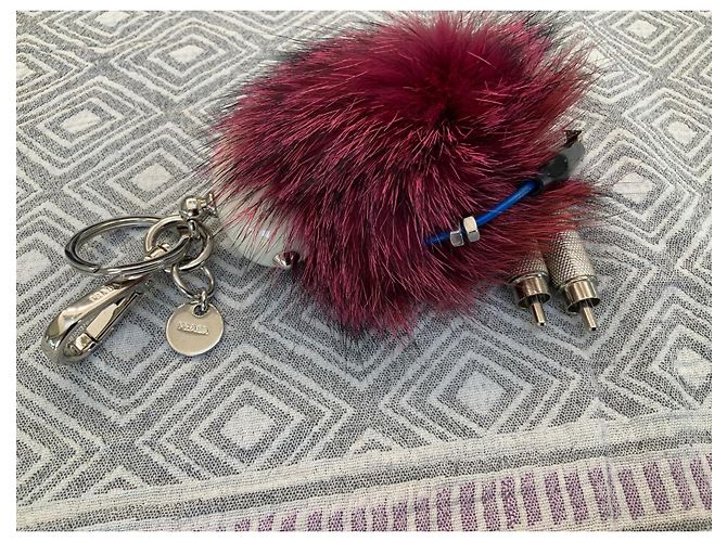 Prada Charm para bolso Millie Rojo Oscuro Piel Burdeos - vista 6