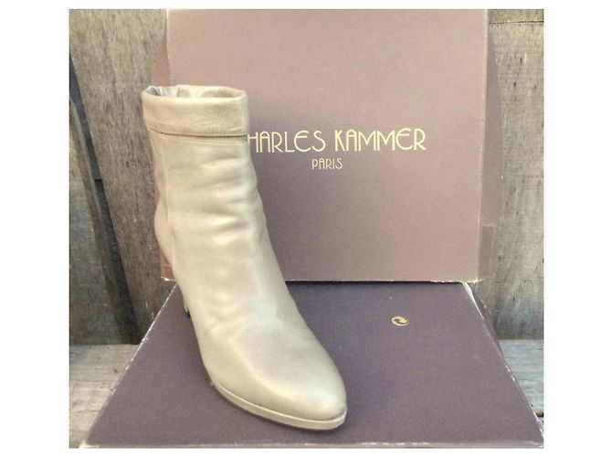 Autre Marque Stivaletti Charles Kammer Beige in Pelle d'Agnello - vista 3