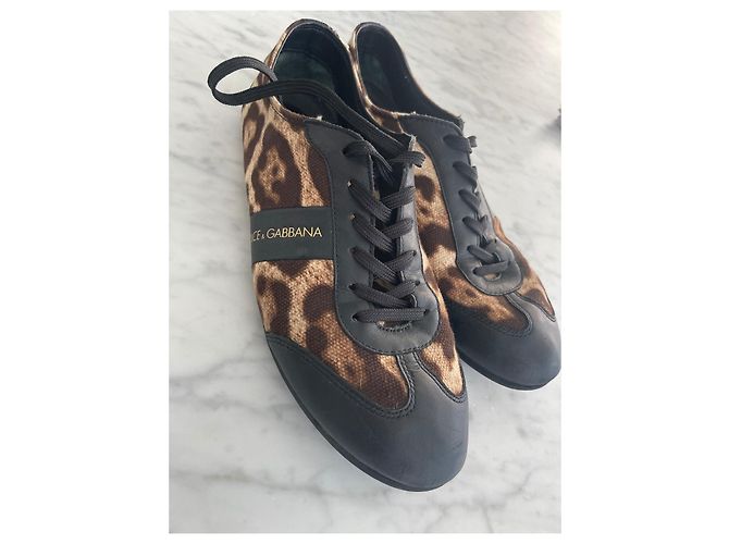 Sneakers Dolce & Gabbana in pelle nero leopardato - vista 2