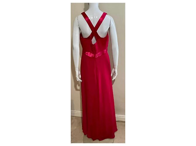 Jenny Packham Abito da sera in chiffon e satin "Lilly" in rosso ciliegia - vista 4
