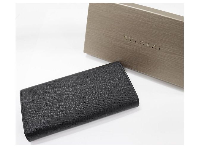 Autre Marque Billetera larga Bulgari Bulgari de piel de ternera granulada negra Negro - vista 2