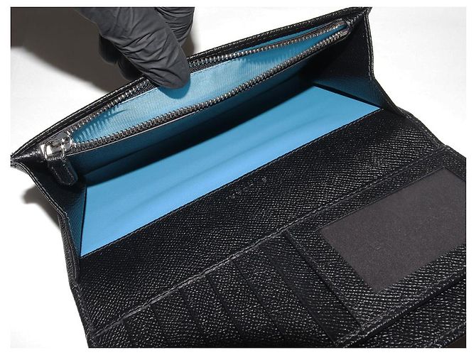 Autre Marque Billetera larga Bulgari Bulgari de piel de ternera granulada negra Negro - vista 4