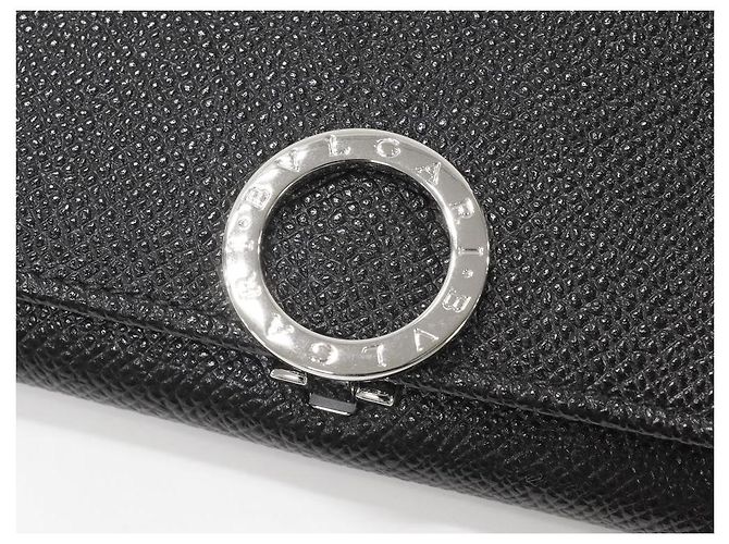 Autre Marque Billetera larga Bulgari Bulgari de piel de ternera granulada negra Negro - vista 5
