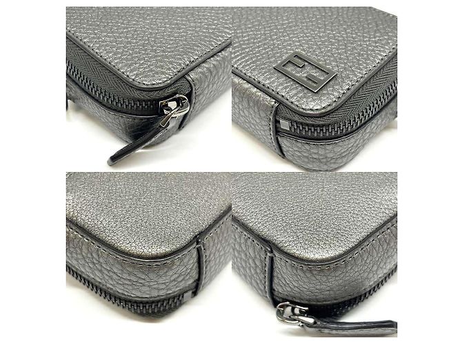 Fendi Leder Mini Umhängetasche metallic grau - Ansicht 3