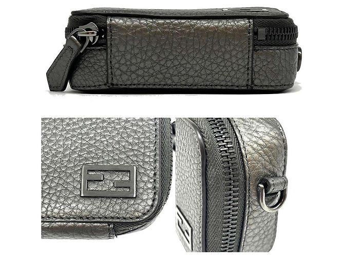 Fendi Leder Mini Umhängetasche metallic grau - Ansicht 4