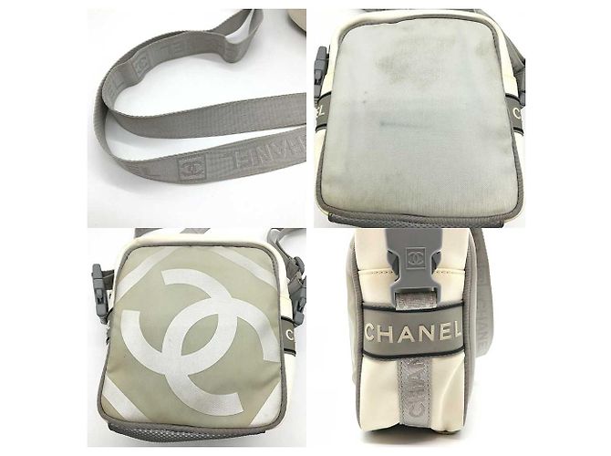 Borsa a spalla Chanel Nylon Sports Line Bianco Avorio - vista 5