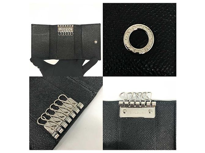 Autre Marque Bvlgari Grain Calf Key Case Black - view 4