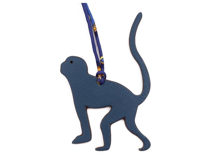 Silk In Hermès Charm per borsa Petit H a forma di scimmia Hermes Blu Porpora - vista 3