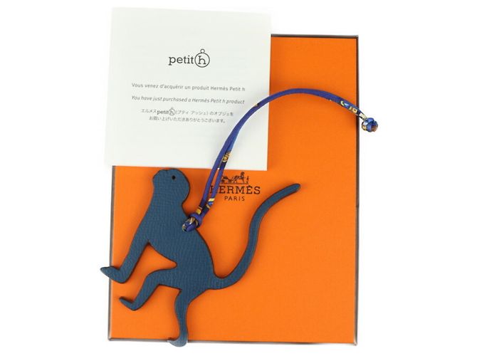 Silk In Hermès Charm per borsa Petit H a forma di scimmia Hermes Blu Porpora - vista 6