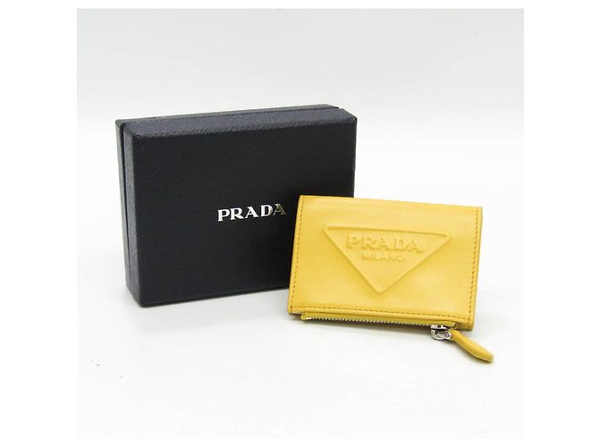Prada Grace Triangle Compact Wallet Yellow - view 11