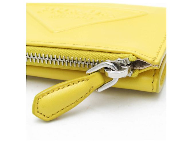 Prada Grace Triangle Compact Wallet Yellow - view 6