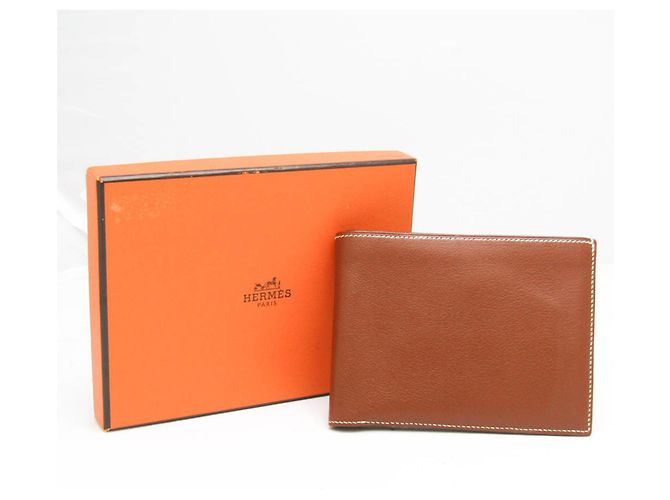 Hermès Hermes MC3 Thales Men's Leather Bi-Fold Wallet Brown - view 13